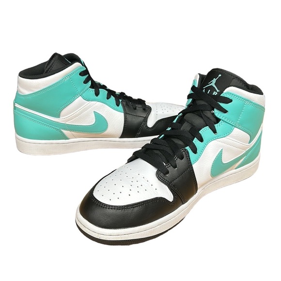 Nike Air Jordan 1 Mid White Tropical Twist Aqua Black #554724-132 Men's Size 13 - Picture 4 of 12